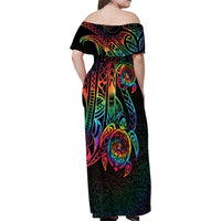 Hawaii Pride Family Matching Off Shoulder Maxi Dress and Hawaiian Shirt Rainbow Swirls