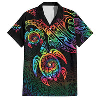 Hawaii Pride Family Matching Tank Maxi Dress and Hawaiian Shirt Rainbow Swirls LT7 Dad's Shirt - Short Sleeve Colorful - Polynesian Pride
