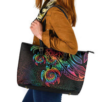 Hawaii Pride Leather Tote Bag Rainbow Swirls LT7 Colorful - Polynesian Pride