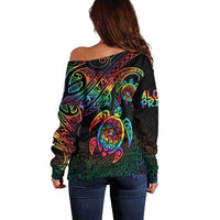 Hawaii Pride Off Shoulder Sweater Rainbow Swirls