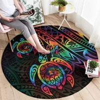Hawaii Pride Round Carpet Rainbow Swirls