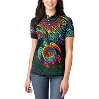 Hawaii Pride Women Polo Shirt Rainbow Swirls