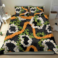 Aloha Festive Hawaii Bedding Set Mokihana - Maile and Ilima on Black - Polynesian Pride