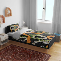 Aloha Festive Hawaii Bedding Set Mokihana - Maile and Ilima on Black - Polynesian Pride