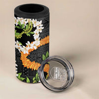 Aloha Festive Hawaii 4 in 1 Can Cooler Tumbler Mokihana - Maile and Ilima on Black - Polynesian Pride