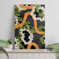 Aloha Festive Hawaii Canvas Wall Art Mokihana - Maile and Ilima on Black - Polynesian Pride