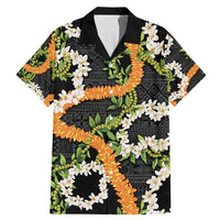 Aloha Festive Hawaii Family Matching Mermaid Dress and Hawaiian Shirt Mokihana - Maile and Ilima on Black - Polynesian Pride