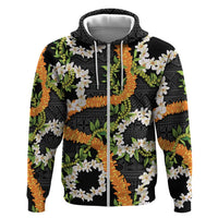 Aloha Festive Hawaii Hoodie Mokihana - Maile and Ilima on Black - Polynesian Pride