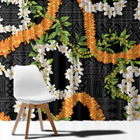 Aloha Festive Hawaii Window Curtain Mokihana - Maile and Ilima on Black - Polynesian Pride