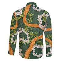 Aloha Festive Hawaii Family Matching Puletasi and Hawaiian Shirt Mokihana - Maile and Ilima on Forest Green - Polynesian Pride