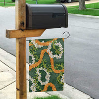 Aloha Festive Hawaii Garden Flag Mokihana - Maile and Ilima on Forest Green - Polynesian Pride