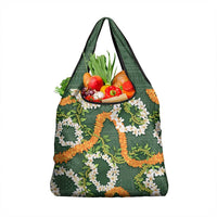 Aloha Festive Hawaii Grocery Bag Mokihana - Maile and Ilima on Forest Green - Polynesian Pride