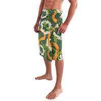 Aloha Festive Hawaii Lavalava Mokihana - Maile and Ilima on Forest Green - Polynesian Pride
