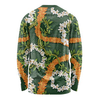 Aloha Festive Hawaii Long Sleeve Shirt Mokihana - Maile and Ilima on Forest Green - Polynesian Pride