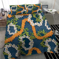 Aloha Festive Hawaii Bedding Set Mokihana - Maile and Ilima on Navy Blue - Polynesian Pride