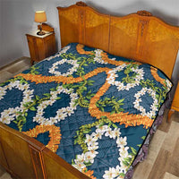 Aloha Festive Hawaii Quilt Mokihana - Maile and Ilima on Navy Blue - Polynesian Pride