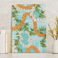 Aloha Festive Hawaii Canvas Wall Art Mokihana - Maile and Ilima on Turquoise - Polynesian Pride