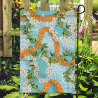 Aloha Festive Hawaii Garden Flag Mokihana - Maile and Ilima on Turquoise - Polynesian Pride