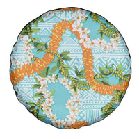 Aloha Festive Hawaii Spare Tire Cover Mokihana - Maile and Ilima on Turquoise - Polynesian Pride