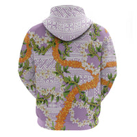 Aloha Festive Hawaii Hoodie Mokihana - Maile and Ilima on Lilac - Polynesian Pride