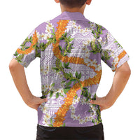 Aloha Festive Hawaii Kid Hawaiian Shirt Mokihana - Maile and Ilima on Lilac - Polynesian Pride