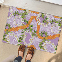 Aloha Festive Hawaii Rubber Doormat Mokihana - Maile and Ilima on Lilac - Polynesian Pride
