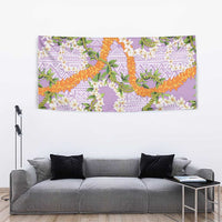Aloha Festive Hawaii Tapestry Mokihana - Maile and Ilima on Lilac - Polynesian Pride