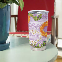Aloha Festive Hawaii Tumbler Cup Mokihana - Maile and Ilima on Lilac - Polynesian Pride