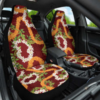 Aloha Festive Hawaii Car Seat Cover Mokihana - Maile and Ilima on Crimson - Polynesian Pride
