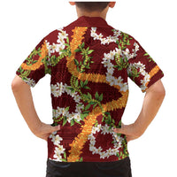 Aloha Festive Hawaii Family Matching Mermaid Dress and Hawaiian Shirt Mokihana - Maile and Ilima on Crimson - Polynesian Pride