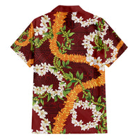 Aloha Festive Hawaii Family Matching Puletasi and Hawaiian Shirt Mokihana - Maile and Ilima on Crimson - Polynesian Pride