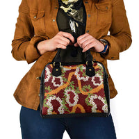 Aloha Festive Hawaii Shoulder Handbag Mokihana - Maile and Ilima on Crimson - Polynesian Pride