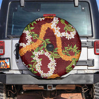 Aloha Festive Hawaii Spare Tire Cover Mokihana - Maile and Ilima on Crimson - Polynesian Pride