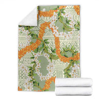 Aloha Festive Hawaii Blanket Mokihana - Maile Leis in Muted Summer - Polynesian Pride
