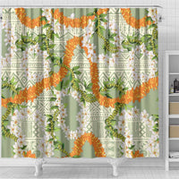 Aloha Festive Hawaii Shower Curtain Mokihana - Maile Leis in Muted Summer - Polynesian Pride