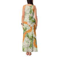 Aloha Festive Hawaii Tank Maxi Dress Mokihana - Maile Leis in Muted Summer - Polynesian Pride