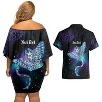 Polynesian Tala Manta Ray Couples Matching Off Shoulder Short Dress and Hawaiian Shirt Nowhere You Could Go That I Won't Be With You LT7 - Polynesian Pride