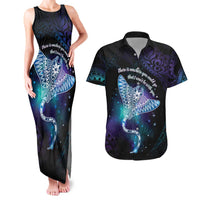Polynesian Tala Manta Ray Couples Matching Tank Maxi Dress and Hawaiian Shirt Nowhere You Could Go That I Won't Be With You LT7 Purple Teal - Polynesian Pride