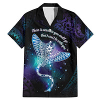 Polynesian Tala Manta Ray Family Matching Mermaid Dress and Hawaiian Shirt Nowhere You Could Go That I Won't Be With You LT7 Dad's Shirt - Short Sleeve Purple Teal - Polynesian Pride
