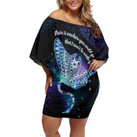 Polynesian Tala Manta Ray Family Matching Off Shoulder Short Dress and Hawaiian Shirt Nowhere You Could Go That I Won't Be With You - Polynesian Pride