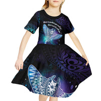 Polynesian Tala Manta Ray Kid Short Sleeve Dress Nowhere You Could Go That I Won't Be With You - Polynesian Pride