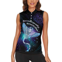Polynesian Tala Manta Ray Women Sleeveless Polo Shirt Nowhere You Could Go That I Won't Be With You LT7 - Polynesian Pride