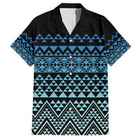 Maori Niho Taniwha Te Wheiao Family Matching Off Shoulder Short Dress and Hawaiian Shirt Moana Blue - Polynesian Pride