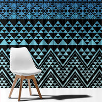 Maori Niho Taniwha Te Wheiao Window Curtain Moana Blue - Polynesian Pride