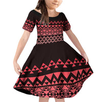 Maori Niho Taniwha Te Wheiao Family Matching Off Shoulder Short Dress and Hawaiian Shirt Terracotta - Polynesian Pride