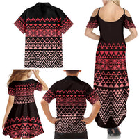Maori Niho Taniwha Te Wheiao Family Matching Summer Maxi Dress and Hawaiian Shirt Terracotta - Polynesian Pride