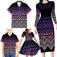 Maori Niho Taniwha Te Wheiao Family Matching Long Sleeve Bodycon Dress and Hawaiian Shirt Waiporoporo - Polynesian Pride