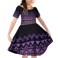 Maori Niho Taniwha Te Wheiao Family Matching Off Shoulder Short Dress and Hawaiian Shirt Waiporoporo - Polynesian Pride