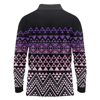 Maori Niho Taniwha Te Wheiao Long Sleeve Polo Shirt Waiporoporo - Polynesian Pride