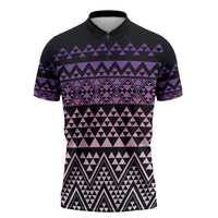 Maori Niho Taniwha Te Wheiao Zipper Polo Shirt Waiporoporo - Polynesian Pride